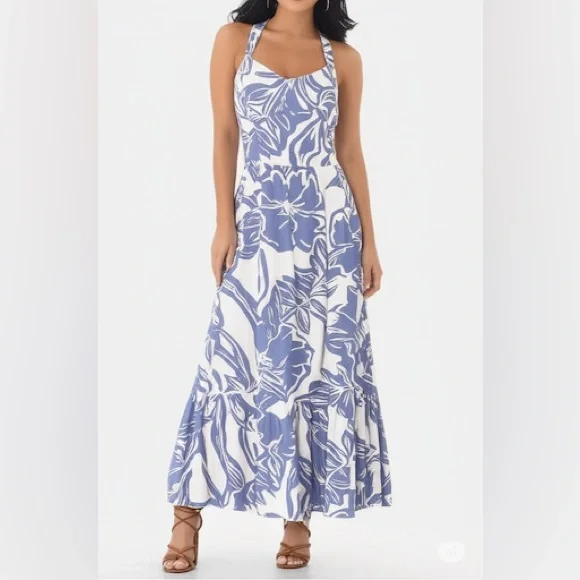 Jessica Simpson Open Back Maxi Cami Dress - Boho Glam S Preowned - Picture 1 of 5